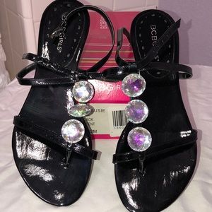 Black jeweled BCBGirls sandals